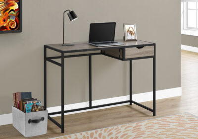 COMPUTER DESK - 42"L / DARK TAUPE / BLACK METAL