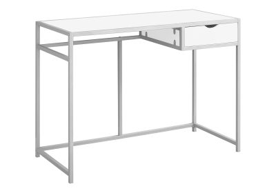 COMPUTER DESK - 42"L / WHITE / SILVER METAL