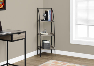 BOOKCASE - 48"H / DARK TAUPE / BLACK METAL