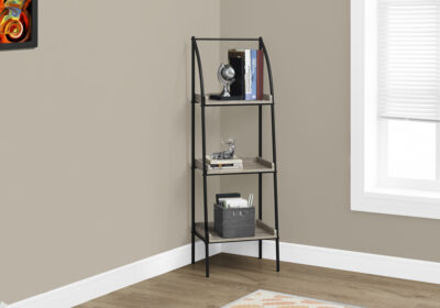BOOKCASE - 48"H / DARK TAUPE / BLACK METAL