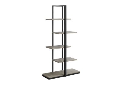 BOOKCASE - 60"H / DARK TAUPE / BLACK METAL