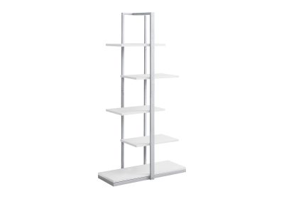 BOOKCASE - 60"H / WHITE / SILVER METAL