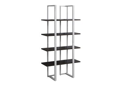 BOOKCASE - 60"H / ESPRESSO / SILVER METAL