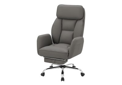 OFFICE CHAIR - DARK GREY LEATHER-LOOK / HIGH BACK EXECUTIVE