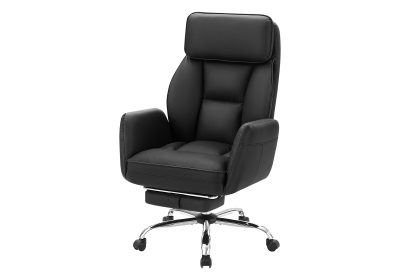OFFICE CHAIR - BLACK LEATHER-LOOK / HIGH BACK EXECUTIVE