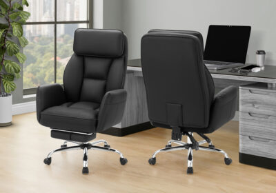 OFFICE CHAIR - BLACK LEATHER-LOOK / HIGH BACK EXECUTIVE