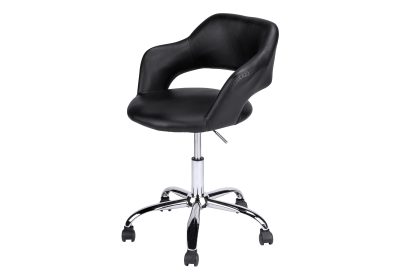 OFFICE CHAIR - BLACK / CHROME METAL HYDRAULIC LIFT BASE