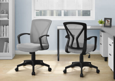 OFFICE CHAIR - GREY / BLACK BASE ON CASTORS