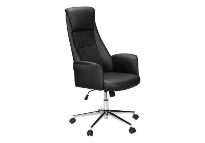 OFFICE CHAIR - BLACK LEATHER-LOOK / HIGH BACK EXECUTIVE