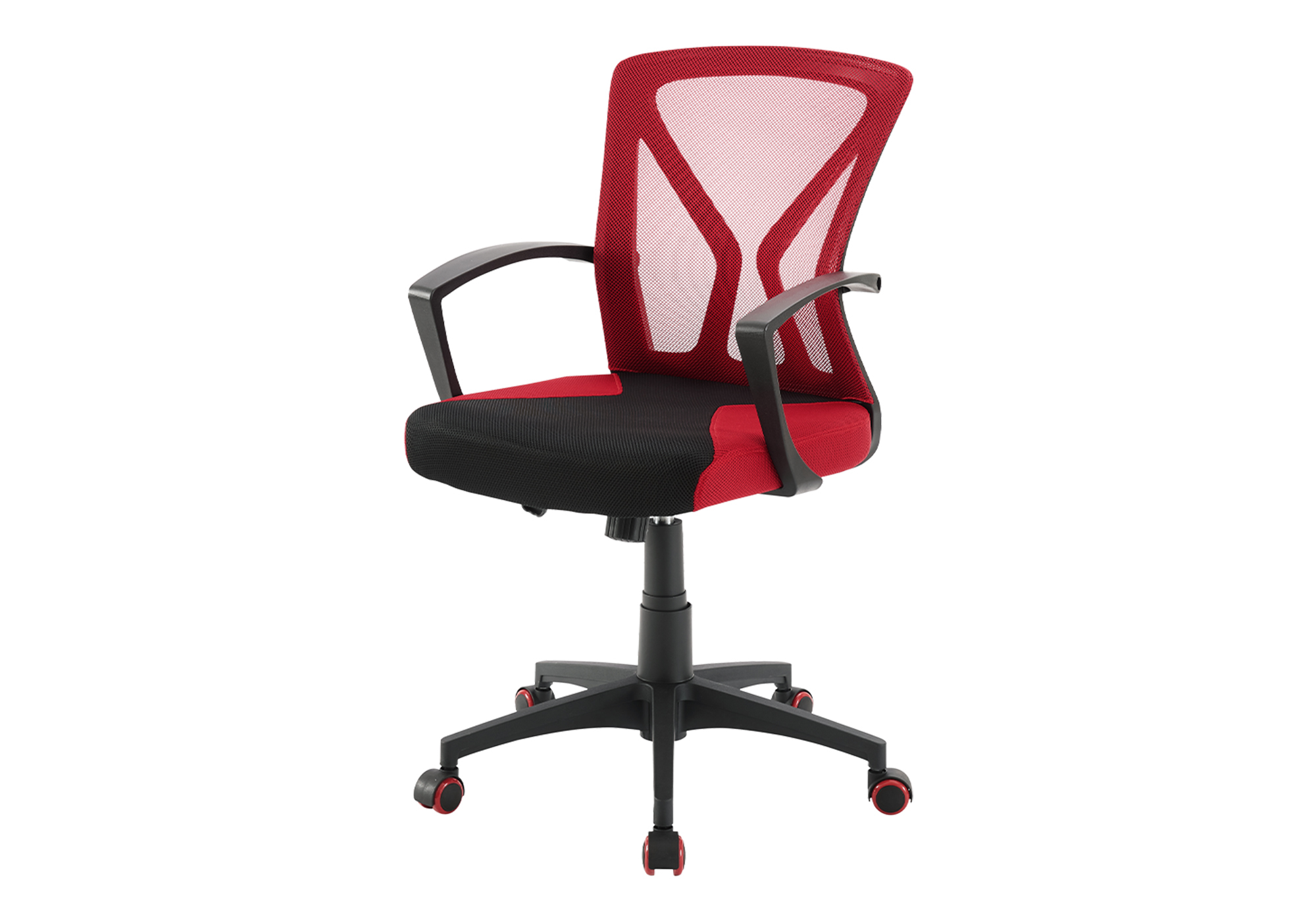 OFFICE CHAIR - GAMING / BLACK / RED FABRIC ON CASTORS - Image 2