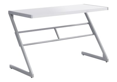 COMPUTER DESK - 48"L / WHITE / SILVER METAL