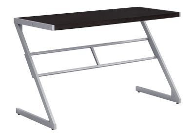 COMPUTER DESK - 48"L / ESPRESSO / SILVER METAL