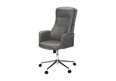 OFFICE CHAIR - DARK GREY LEATHER-LOOK / HIGH BACK EXECUTIVE