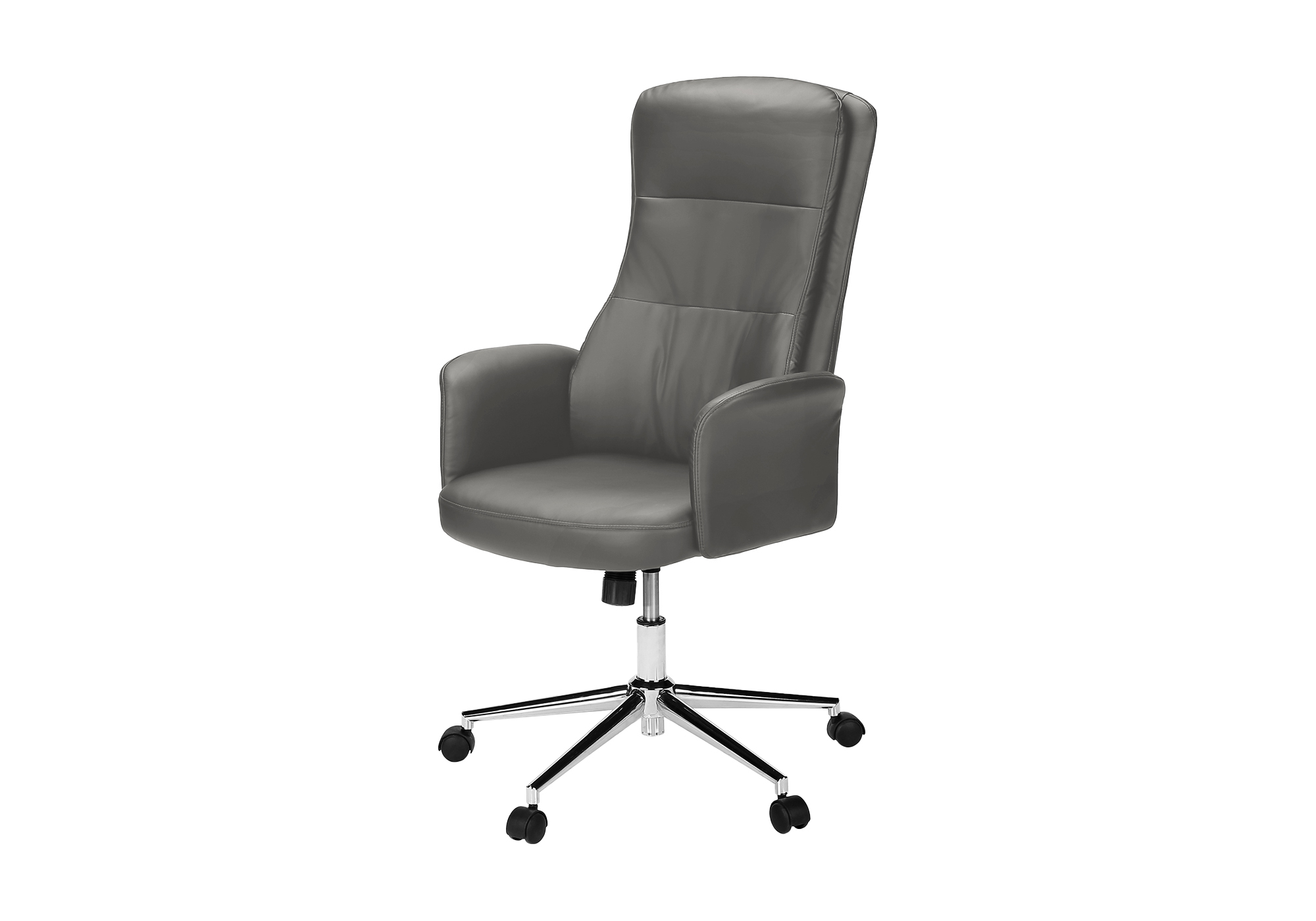 OFFICE CHAIR - DARK GREY LEATHER-LOOK / HIGH BACK EXECUTIVE - Image 2