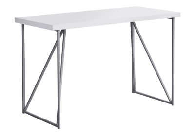 COMPUTER DESK - 48"L / WHITE / SILVER METAL