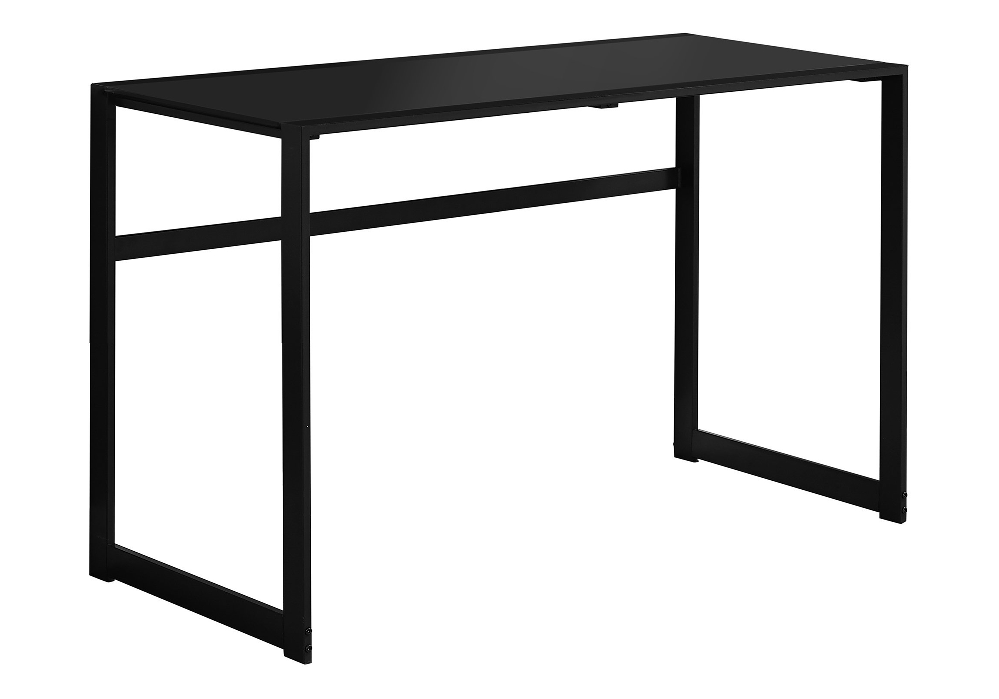 COMPUTER DESK - 48"L / BLACK METAL / BLACK TEMPERED GLASS - Image 2