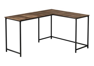 COMPUTER DESK - 58"L / BROWN RECLAIMED / BLACK METAL CORNER