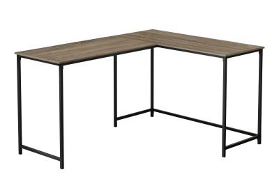 COMPUTER DESK - 58"L / DARK TAUPE / BLACK METAL CORNER
