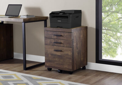 FILING CABINET - 3 DRAWER / BROWN RECLAIMED WOOD / CASTORS