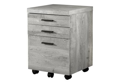 FILING CABINET - 3 DRAWER / GREY RECLAIMED WOOD / CASTORS