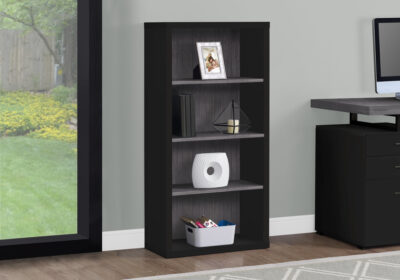 BOOKCASE - 48"H / BLACK / GREY WITH ADJUSTABLE SHELVES