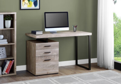 COMPUTER DESK - 48"L / TAUPE RECLAIMED WOOD / BLACK METAL
