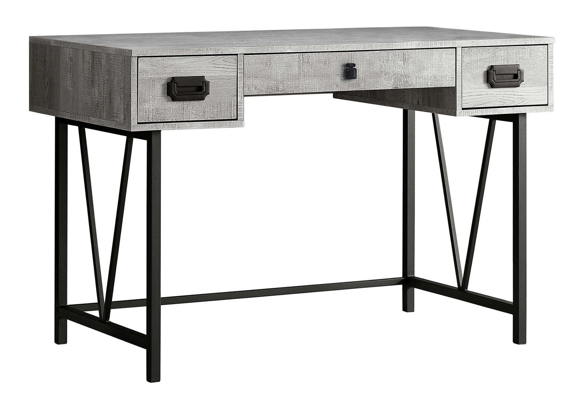 COMPUTER DESK - 48"L / GREY RECLAIMED WOOD / BLACK METAL - Image 2