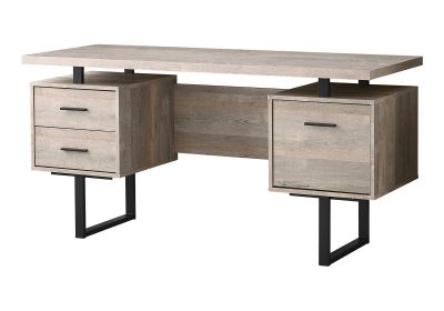 COMPUTER DESK - 60"L / TAUPE RECLAIMED WOOD / BLACK METAL