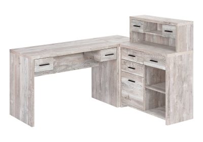 COMPUTER DESK - TAUPE RECLAIMED WOOD L/R FACING CORNER