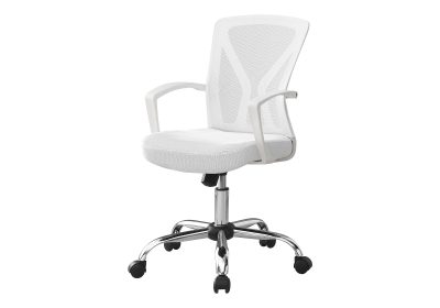 OFFICE CHAIR - WHITE / CHROME BASE ON CASTORS