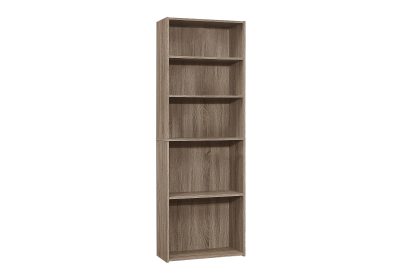BOOKCASE - 72"H / DARK TAUPE WITH 5 SHELVES