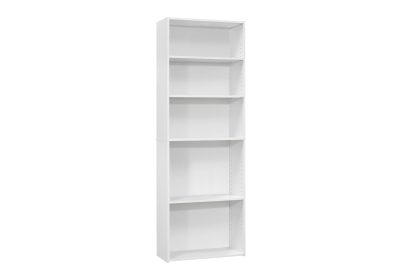 BOOKCASE - 72"H / WHITE WITH 5 SHELVES