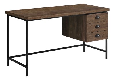 COMPUTER DESK - 55"L / BROWN RECLAIMED WOOD / BLACK METAL