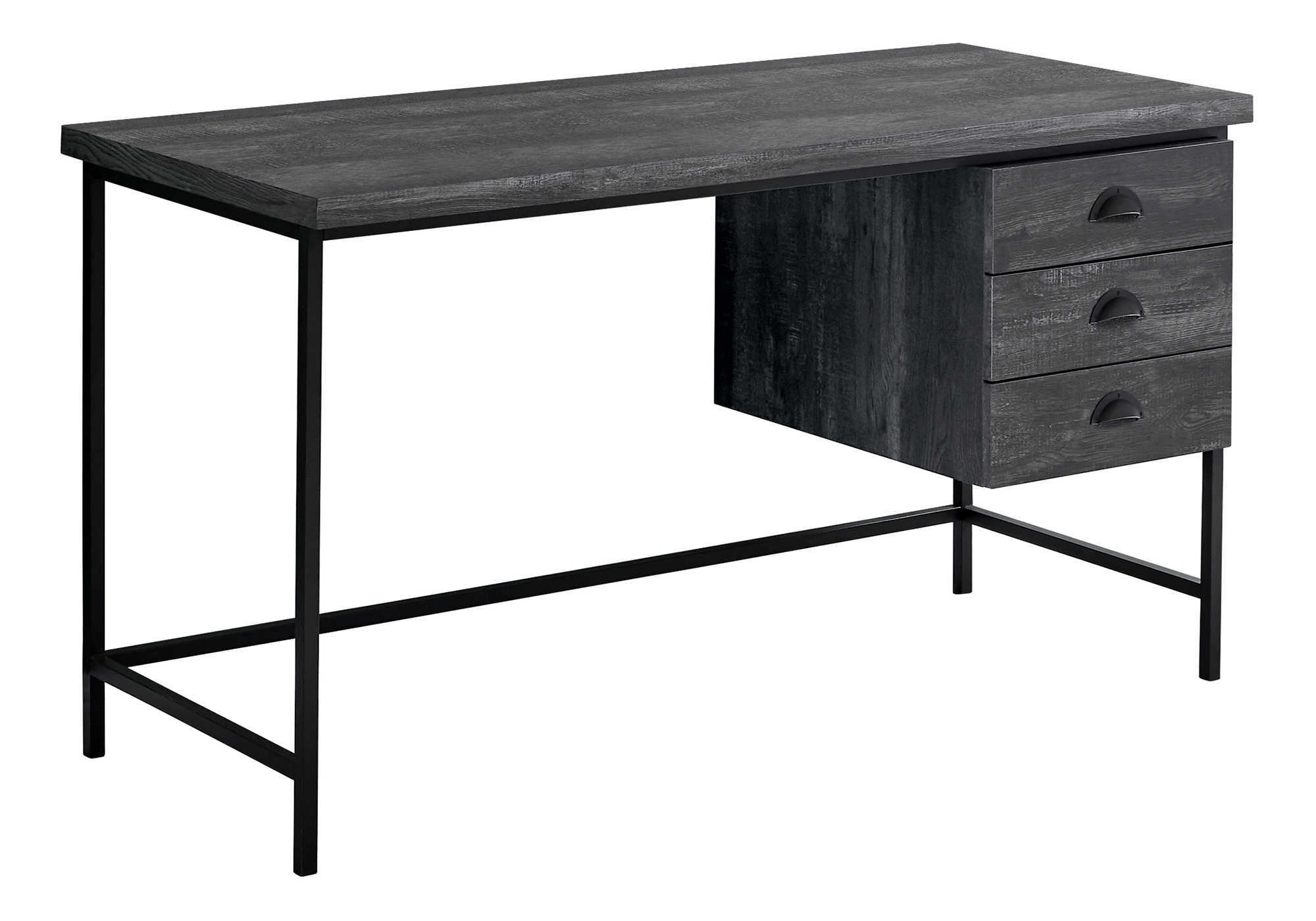 COMPUTER DESK - 55"L / BLACK RECLAIMED WOOD / BLACK METAL - Image 2