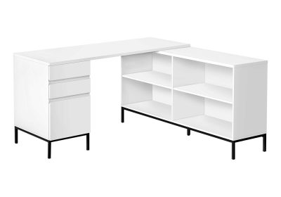 COMPUTER DESK - 60"L / WHITE L-SHAPED CORNER
