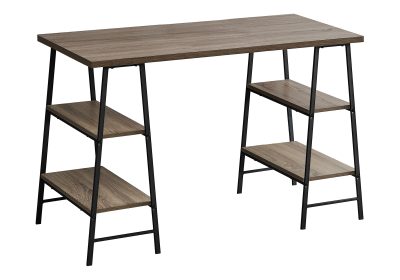 COMPUTER DESK - 48"L / DARK TAUPE / BLACK METAL