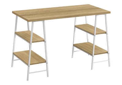 COMPUTER DESK - 48"L / NATURAL / WHITE METAL