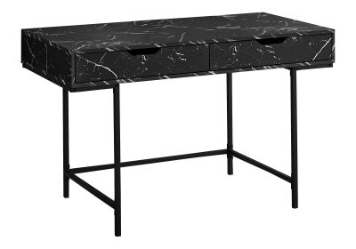 COMPUTER DESK - 48"L / BLACK MARBLE-LOOK / BLACK METAL