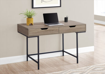 COMPUTER DESK - 48"L / DARK TAUPE / BLACK METAL