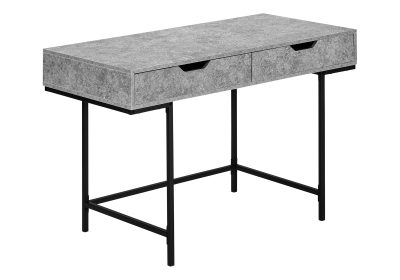 COMPUTER DESK - 48"L / GREY STONE-LOOK / BLACK METAL