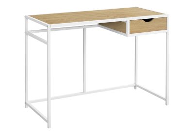 COMPUTER DESK - 42"L / NATURAL / WHITE METAL