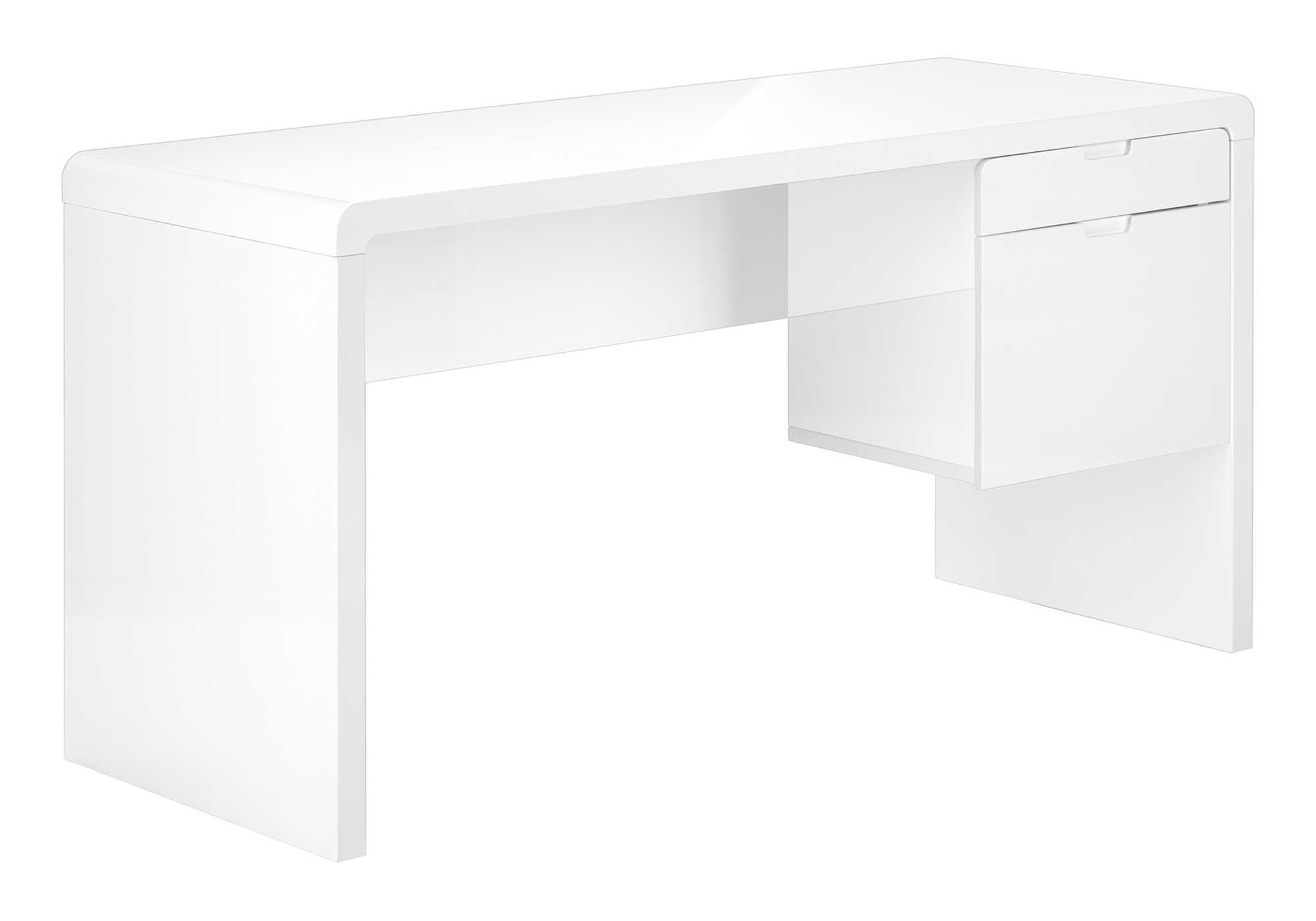 COMPUTER DESK - 60"L / HIGH GLOSSY WHITE L/R FACE DRAWER - Image 2