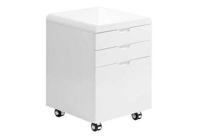 FILING CABINET - 3 DRAWER / HIGH GLOSSY WHITE / CASTORS