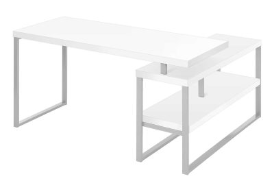 COMPUTER DESK - 60"L / WHITE / SILVER METAL L/R CORNER