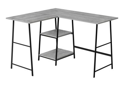 COMPUTER DESK - 48"L / GREY TOP / BLACK METAL CORNER