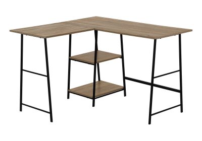 COMPUTER DESK - 48"L / DARK TAUPE TOP/ BLACK METAL CORNER