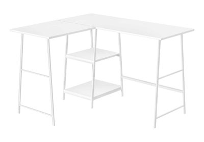 COMPUTER DESK - 48"L / WHITE TOP / WHITE METAL CORNER