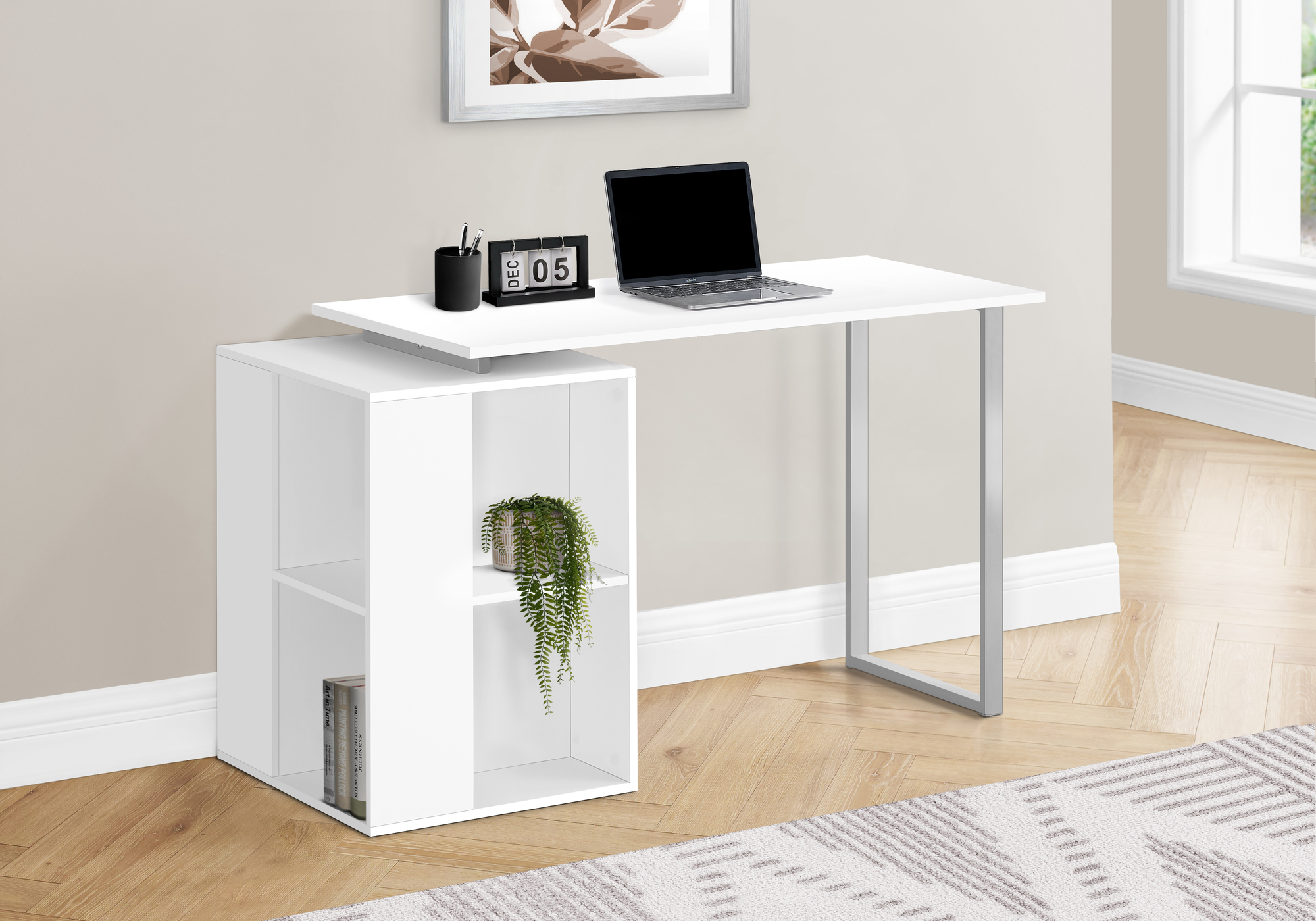 COMPUTER DESK - 55"L / WHITE LEFT OR RIGHT FACING
