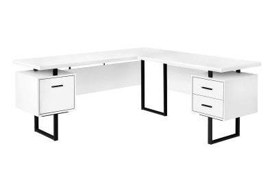 COMPUTER DESK - 70"L / WHITE / BLACK METAL / L/R FACE
