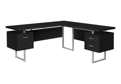 COMPUTER DESK - 70"L / BLACK / SILVER METAL / L/R FACE